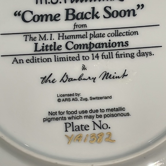 Hummel come back soon collectable‎ wall plate Hummel figurines - Picture 7 of 7